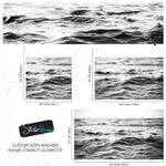 Black and White Ocean Wave Wallpaper. Peel and Stick Wall Mural. #6691