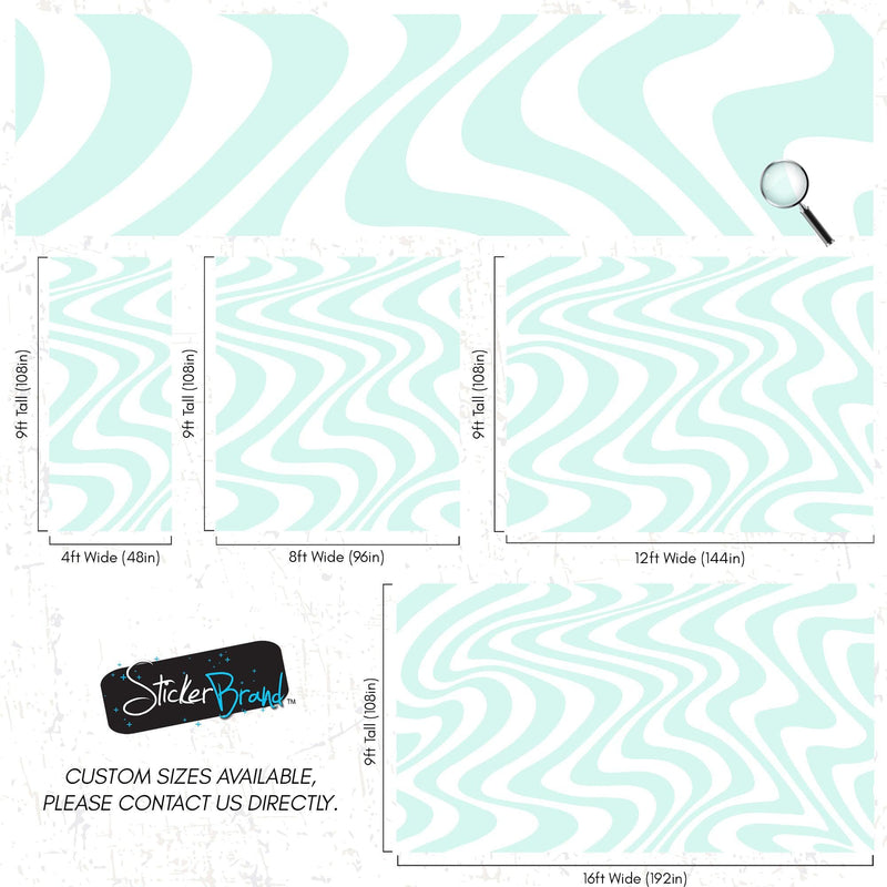 Mint Color Swirly Lines Abstract Wallpaper Mural. #6689