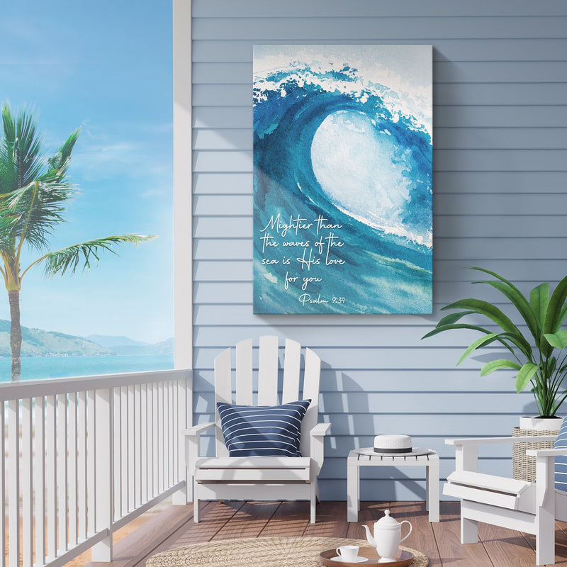 Psalm 93:4 - 'Mightier Than the Waves' Ocean-Inspired Christian Wall Art, Religious Wall Art for Living Room