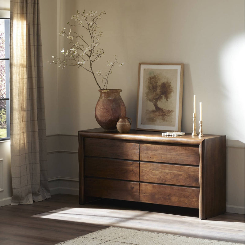 Nigel Rustic Brown Acacia 6 Drawer Dresser | shipping 6/23/2025