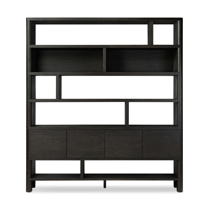 Noeline Smoked Black Oak Wide Bookcase | ready to ship!