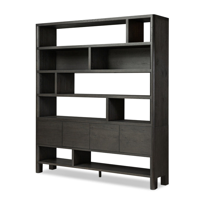 Noeline Smoked Black Oak Wide Bookcase | ready to ship!