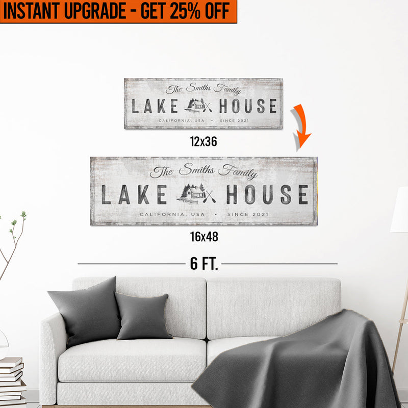 Upgrade Your 12x36 Inches 'Lake House Cabin' (Style 1) Canvas To 16x48 Inches