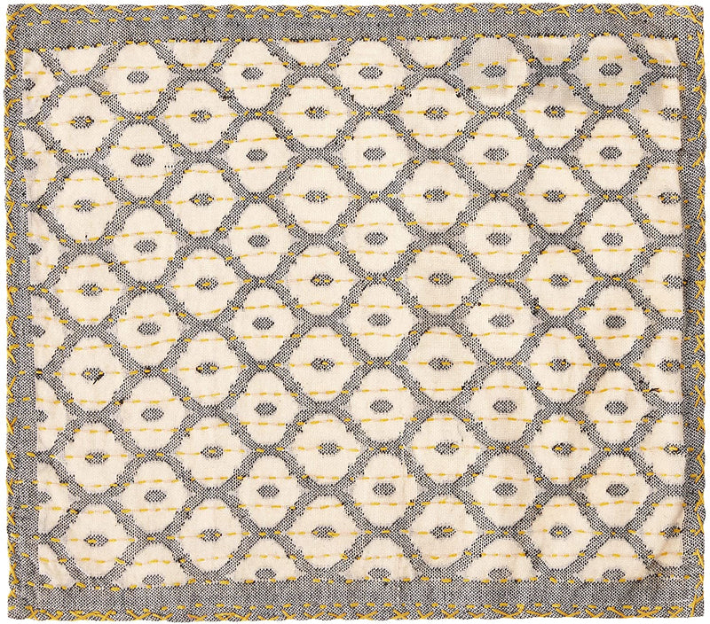 Artisan Hand Loomed Placemat - Gray with Yellow Stitching - 14" x 19"- Set of 4