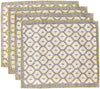 Artisan Hand Loomed Placemat - Gray with Yellow Stitching - 14" x 19"- Set of 4