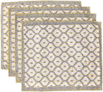 Artisan Hand Loomed Placemat - Gray with Yellow Stitching - 14" x 19"- Set of 4