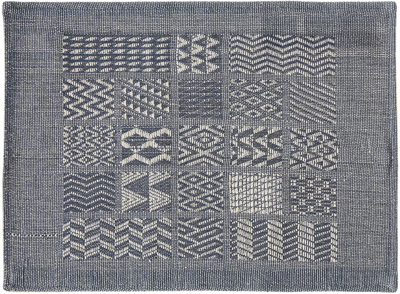 Artisan Hand Loomed Placemat - Indigo Blocks - 14" x 19"- Set of 4