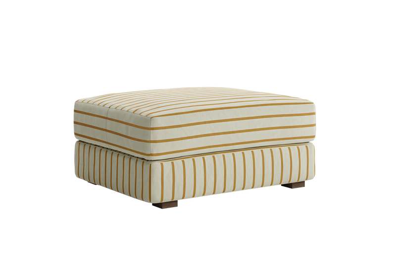 The Elevate Ottoman in a Striped Hemp Blend