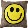 Hand Felted Wool Happy Sad Face Pillow - 20"