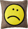 Hand Felted Wool Happy Sad Face Pillow - 20"