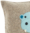 Handmade Pillow in Hand Felted Wool - Blue Hippo on Gray - 18"