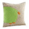 Handmade Pillow in Hand Felted Wool - Green Hippo on Gray - 18"