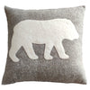 Hand Felted Wool Pillow - Cream Bear Silhouette on Gray - 20"