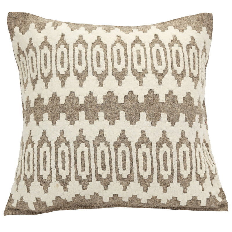 Hand Felted Wool Pillow - Scandinavian Design on Gray - 20"