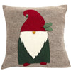 Hand Felted Wool Pillow - Gnome with Red Hat on Gray - 20"