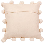Cream Pom Poms on Cream - Hand Felted Wool Pillow - 20"
