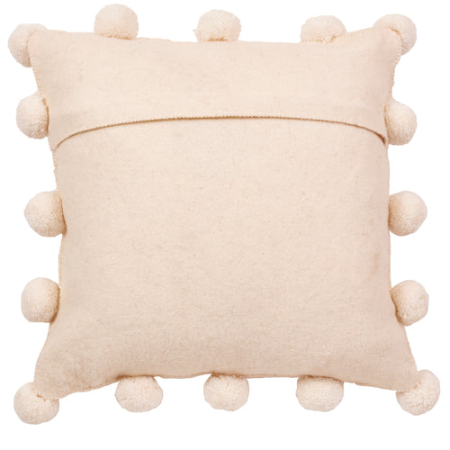 Cream Pom Poms on Cream - Hand Felted Wool Pillow - 20"