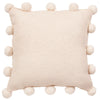 Cream Pom Poms on Cream - Hand Felted Wool Pillow - 20"