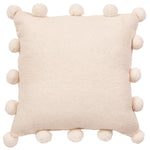 Cream Pom Poms on Cream - Hand Felted Wool Pillow - 20"