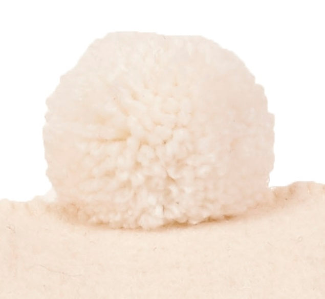 Cream Pom Poms on Cream - Hand Felted Wool Pillow - 20"