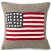 Handmade Pillow in Hand Felted Wool - American Flag on Gray - 20"