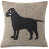 Handmade Pillow in Hand Felted Wool - Black Lab on Gray - 20"
