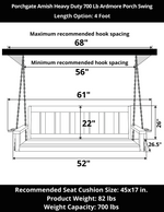 Porchgate Amish Heavy Duty 700 Lb 5-Foot Ardmore Porch Swing - Oak Stain