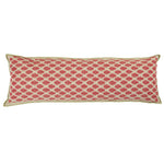 Artisan Hand Loomed Cotton Lumbar Pillow - Red with Green Stitching - 16"x48"