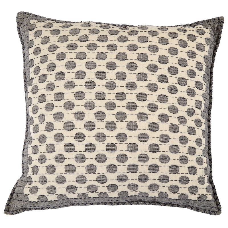 Artisan Hand Loomed Cotton Square Pillow - Dots in Gray - 24"