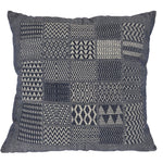 Artisan Hand Loomed Cotton Square Pillow - Indigo Blocks - 24"