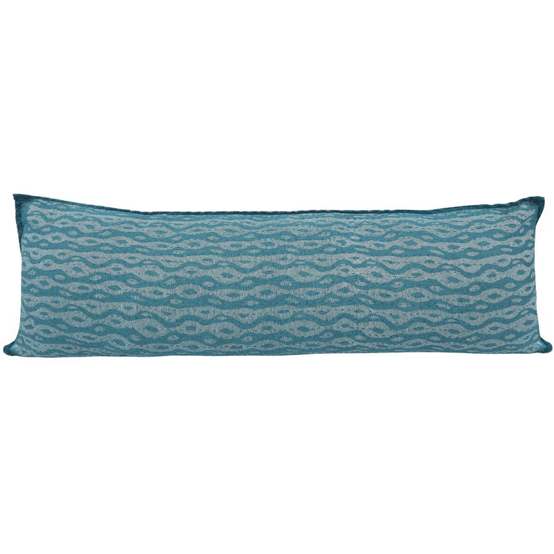Artisan Hand Loomed Cotton Lumbar Pillow - Blue Ocean - 16"x48"