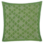 Artisan Hand Loomed Cotton Square Pillow - Green Ginkgo Design - 24"