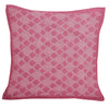 Artisan Hand Loomed Cotton Square Pillow - Pink Ginkgo Design - 24"