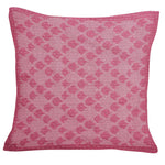 Artisan Hand Loomed Cotton Square Pillow - Pink Ginkgo Design - 24"