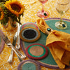 Gold trim dinner napkins, yellow, set of two