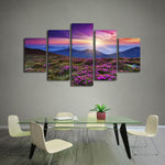 Pink Flowers At Sunset Wall Art