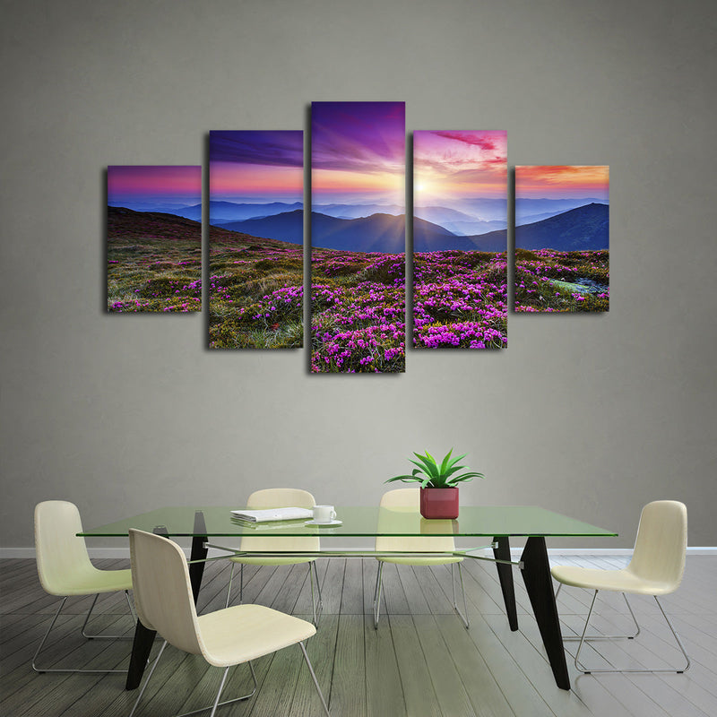 Pink Flowers At Sunset Wall Art