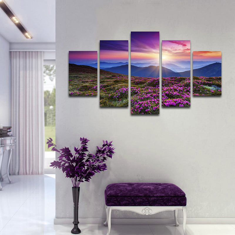 Pink Flowers At Sunset Wall Art