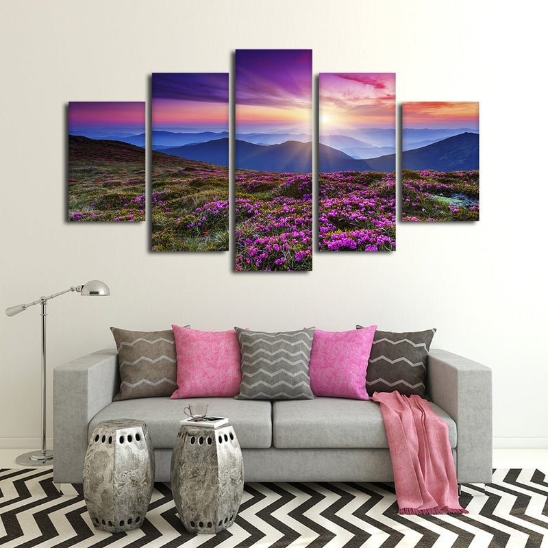 Pink Flowers At Sunset Wall Art