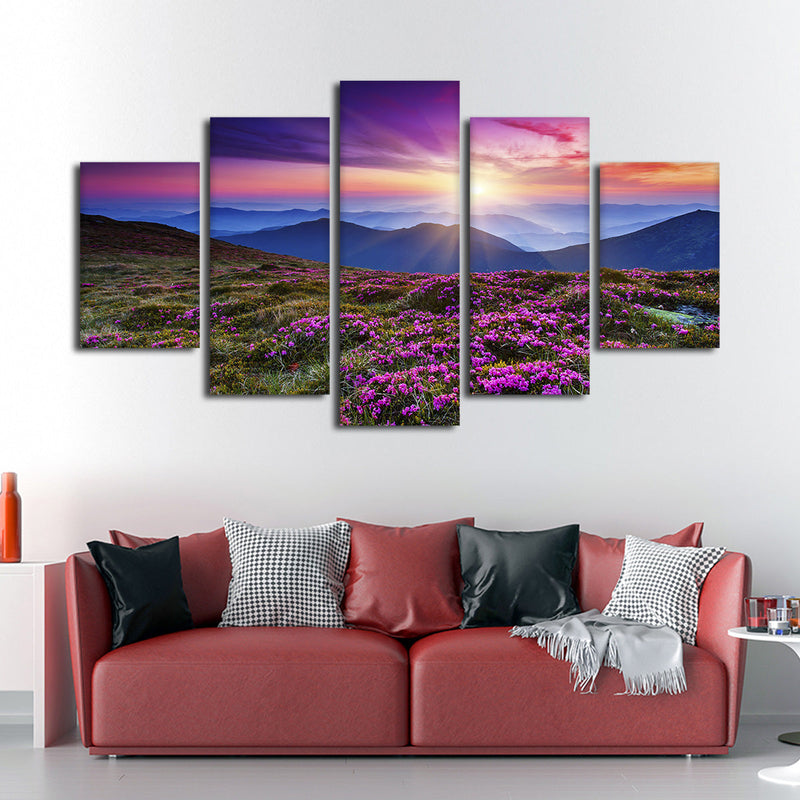 Pink Flowers At Sunset Wall Art
