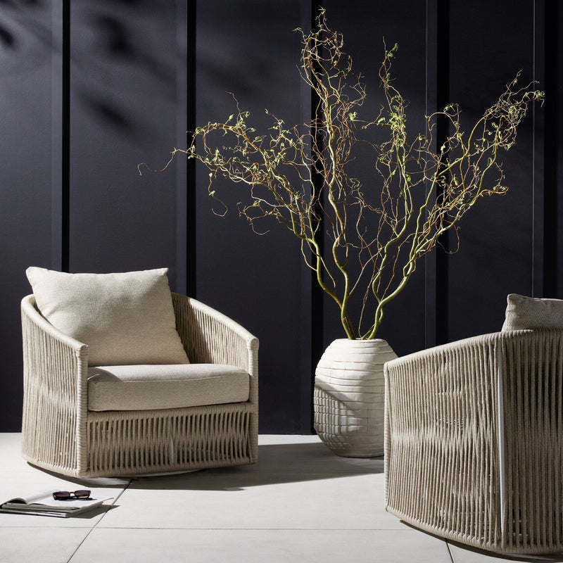 Porto Faye Sand Outdoor Swivel Chair | ready to ship!