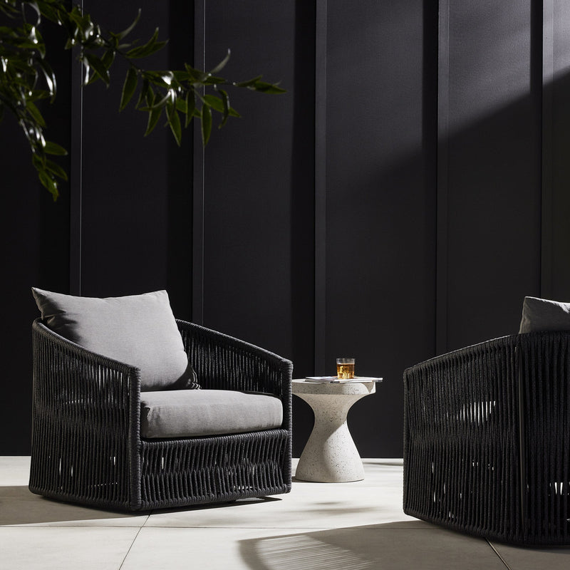 Porto Venao Charcoal Outdoor Swivel Chair | ready to ship!
