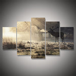 Wild Deer In Snow Wall Art
