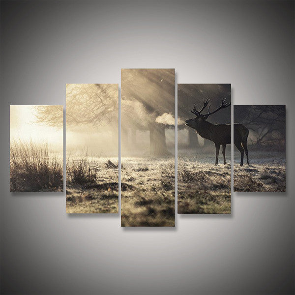 Wild Deer In Snow Wall Art