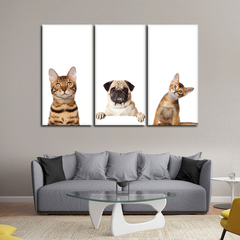 Pug And Cats Wall Art