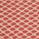 Artisan Hand Loomed Cotton Table Runner - Red with Green Stitching - 18"x96"