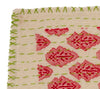 Artisan Hand Loomed Cotton Table Runner - Red with Green Stitching - 18"x96"