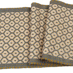 Artisan Hand Loomed Cotton Table Runner - Gray with Yellow Stitching - 18"x96"