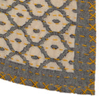 Artisan Hand Loomed Cotton Table Runner - Gray with Yellow Stitching - 18"x96"