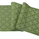 Artisan Hand Loomed Cotton Table Runner - Green Ginkgo - 18"x96"
